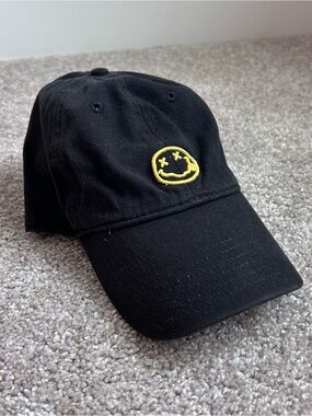 Nirvana Smiley Face Dad Hat Black Embroidered Strapback Baseball Cap 2017